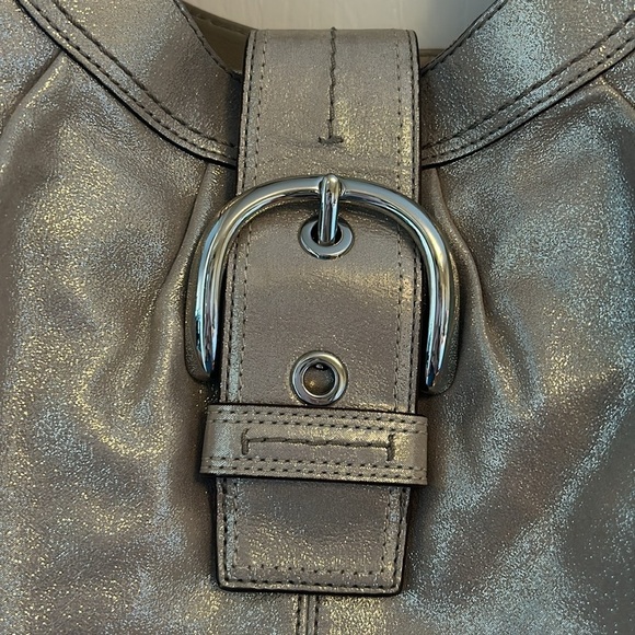 COACH F15075 Soho Leather Flap Buckle Hobo Bag Champagne Sparkle - Picture 2 of 8